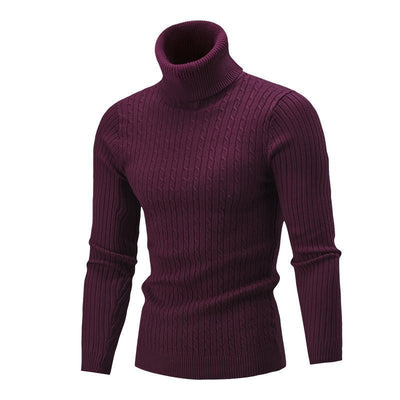 Suéter Hombre Cuello Alto Retro Tejido Floral Trenzado - Image 4