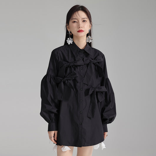 Blusa Blanca con Moño para Mujer