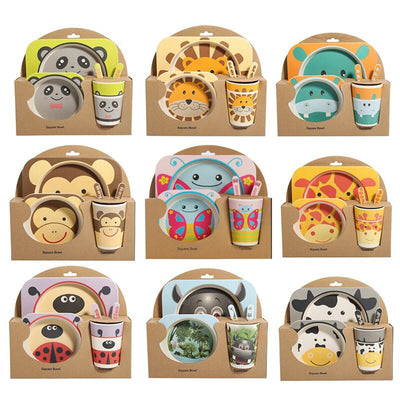 Juego de Vajilla Infantil 5 Piezas - Platos y Vasos de Fibra de Bambú Natural para Bebés - Image 25