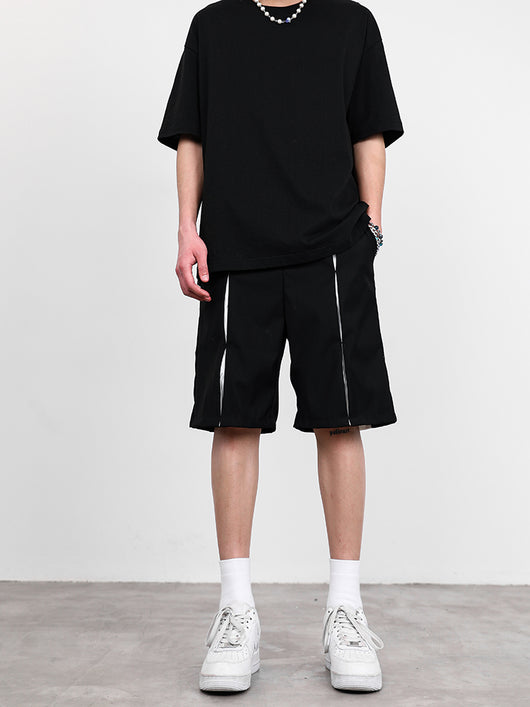 Shorts de Traje Hombre Diseño Nicho con Costuras de Contraste - Image 8
