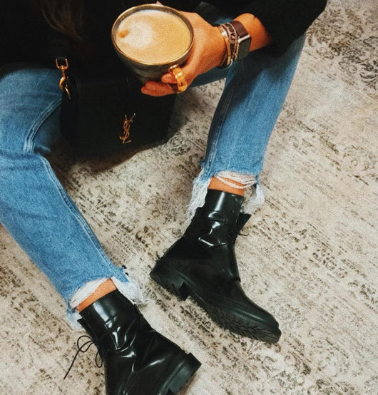 Botas Casuales Mujer Tacón Bajo Grueso Cordones Delanteros Talla 34-43 - Image 11