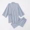 Pijama de Algodón Rayado para Pareja - Conjunto Kimono Japonés Cómodo