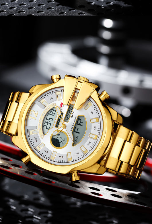 Reloj Deportivo de Acero Inoxidable Dual con Alarma LED Resistente al Agua - Image 20