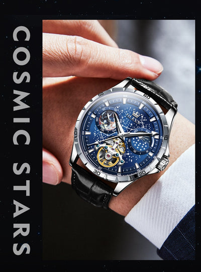 Reloj Mecánico Hueco Cielo Estrellado para Hombre Negocios Impermeable - Image 15