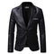 Blazer de Cuero PU con Un Botón para Hombre Tallas Grandes