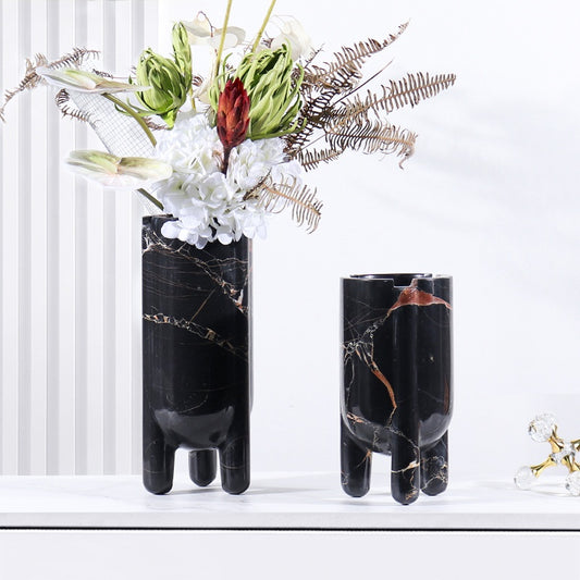 Jarrón Decorativo Hidropónico de Mármol con Planta Verde - Image 2