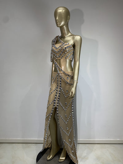 Traje Vestido Brillante con Cristales Decorativos - Image 14