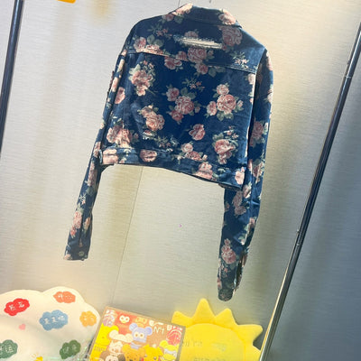 Chaqueta Denim Corta Bordada Holgada para Mujer - Image 2