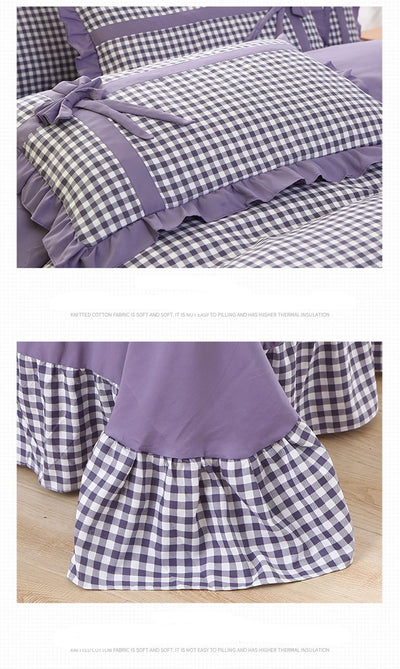 Conjunto de Pijama Cuadrille Estilo Princesa Coreano de 4 Piezas con Encaje - Image 15