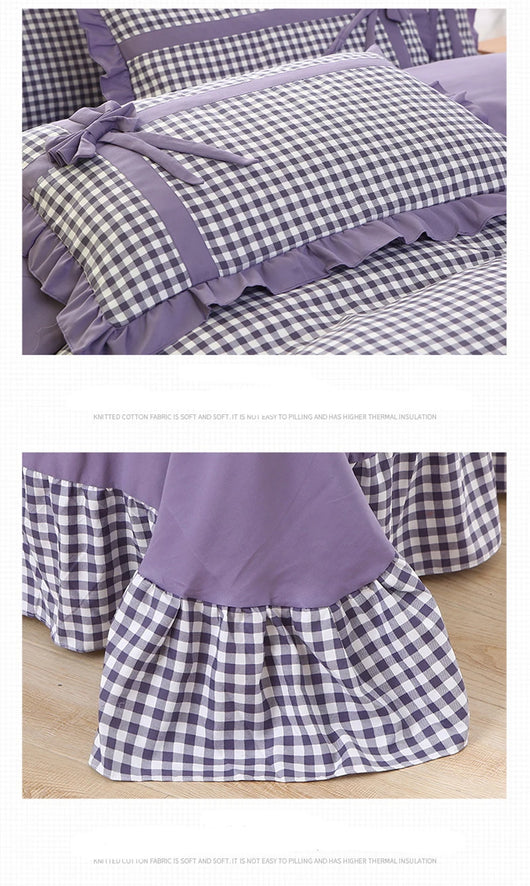 Conjunto de Pijama Cuadrille Estilo Princesa Coreano de 4 Piezas con Encaje - Image 15