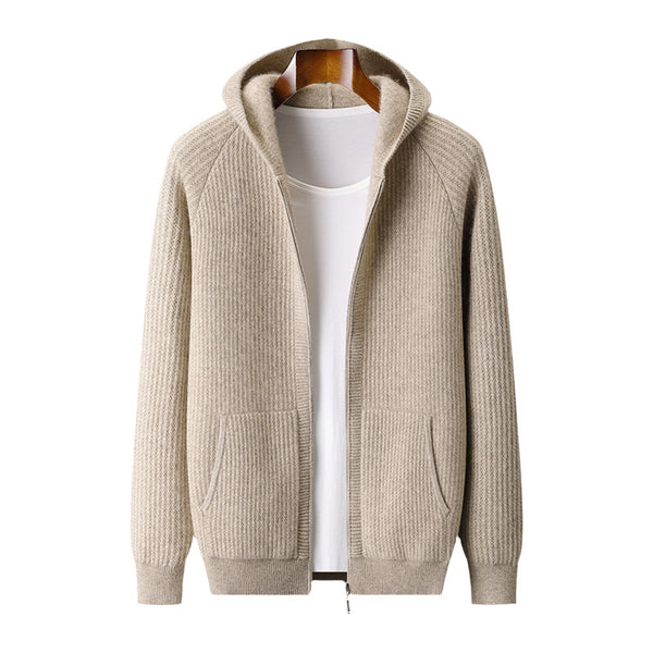 Cardigan con Capucha de Lana Gruesa para Hombre - Corte Holgado y Casual