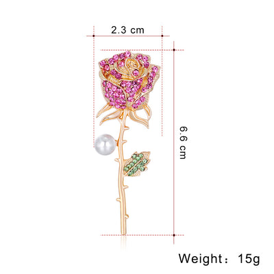 Broche Floral de Aleación con Diamantes y Perlas - Image 3