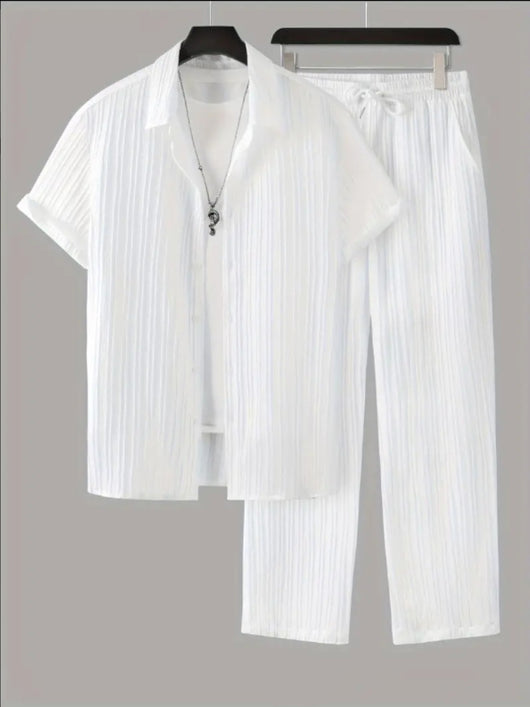 Camisa Ejecutiva a Rayas con Solapa y Pecho Estructurado para Hombre - Image 6
