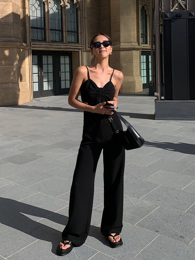 Jumpsuit de Escote V y Cintura Alta con Piernas Anchas - Image 8