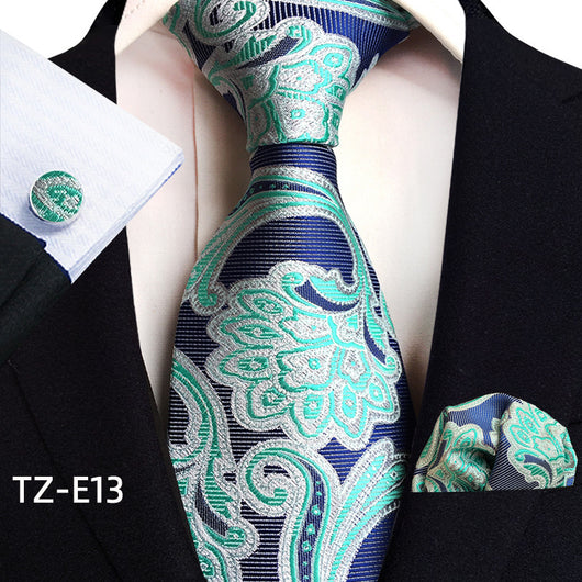 Set de 3 Piezas: Corbata Paisley, Pañuelo de Bolsillo y Gemelos - Image 18