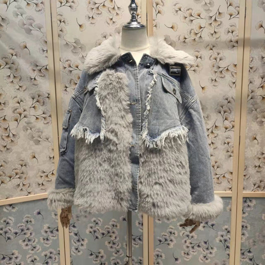 Parka Acolchado Denim con Cuello de Pelaje Ecológico para Mujer - Image 13