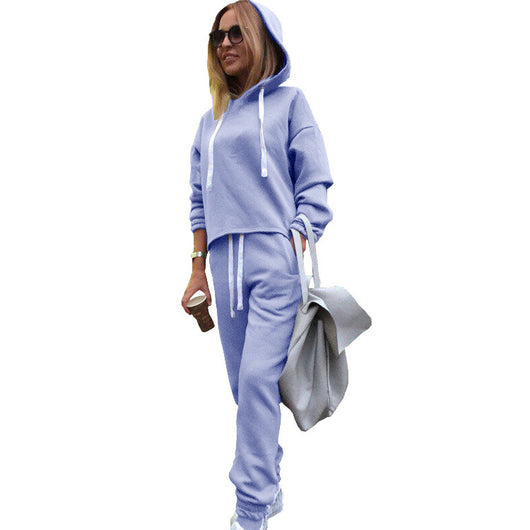 Conjunto Deportivo Mujer Sudadera Irregular con Capucha Dos Piezas - Image 4