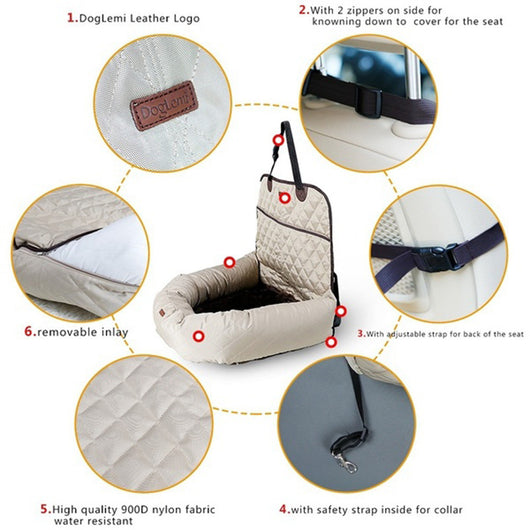 Transportín y Cama de Auto 2 en 1 para Mascotas - Colchoneta Acolchada Plegable - Image 20