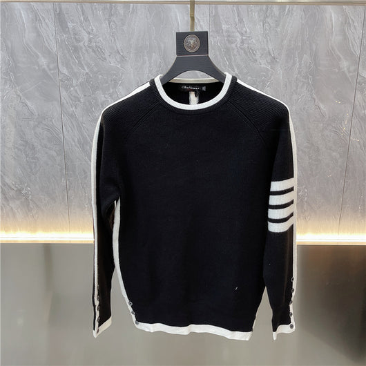 Suéter de Cuello Redondo a Rayas - Pullover Versátil para Hombre Joven - Image 19