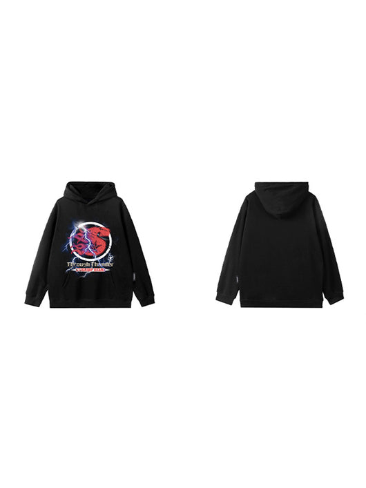 Sudadera Suelta Retro con Llamas Lightning Street para Hombre - Image 2