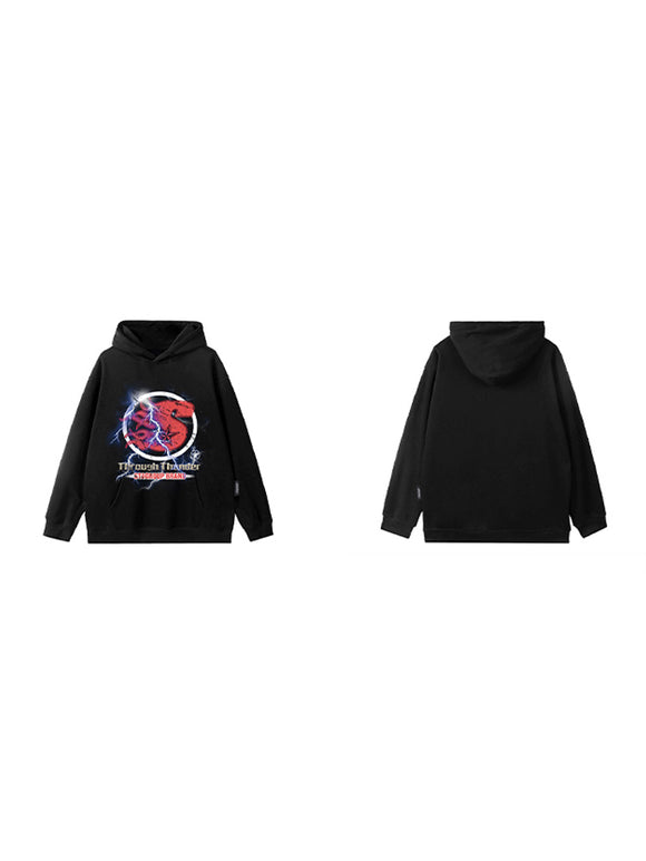 Sudadera Suelta Retro con Llamas Lightning Street para Hombre