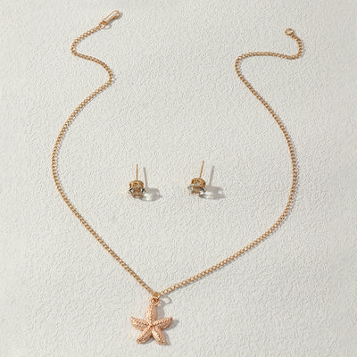 Conjunto de Aretes y Collar con Estrella de Cinco Puntas y Piña - Diseño Moderno - Image 12