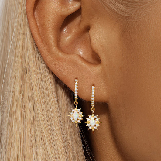 Aretes de Plata Esterlina S925 con Ópalo Azul y Diamantes - Diseño Europeo - Image 13