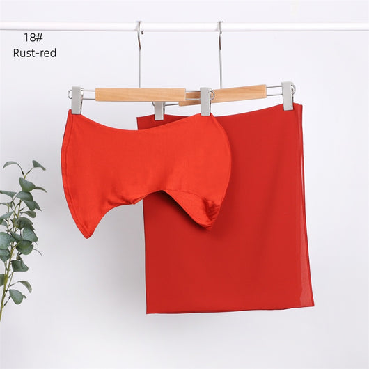 Pañuelo Modal Transpirable de Color Sólido con Gorro Integrado en Chiffon Perla - Image 20