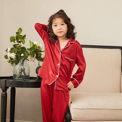 Pijamas de Seda Manga Larga para Niños y Niñas - Conjunto Fresco y Cómodo - Image 4