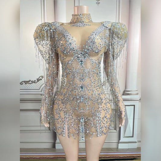 Vestido de Noche con Cadena de Diamantes Completos para Dama