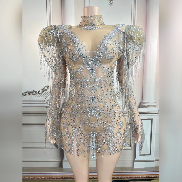 Vestido de Noche con Cadena de Diamantes Completos para Dama