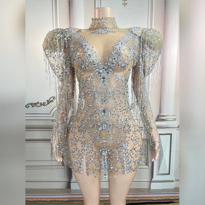 Vestido de Noche con Cadena de Diamantes Completos para Dama