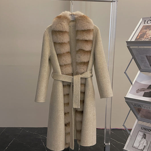 Abrigo de Vellón de Alpaca con Cuello de Zorro Desmontable - Image 3