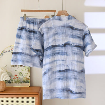 Pijama Corto para Hombre en Crepe de Algodón Doble Hilado - Image 36