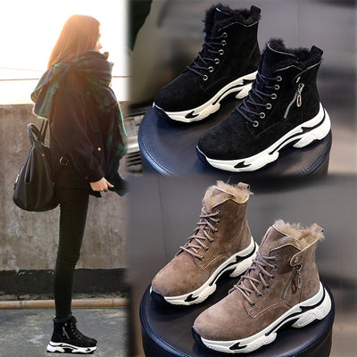 Botas de Cuero Forradas para Invierno con Suela Gruesa