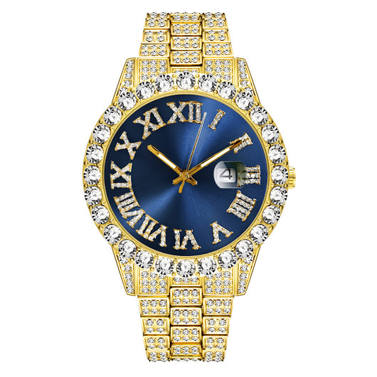 Reloj de Cuarzo con Banda de Acero y Diamantes Completos con Calendario - Image 9