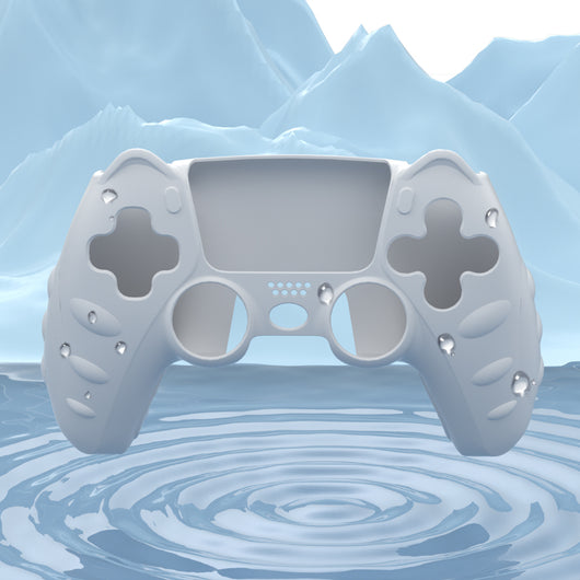 Light blue silicone protective case for PS5 controller with cute cat design and paw print details. - Image 9