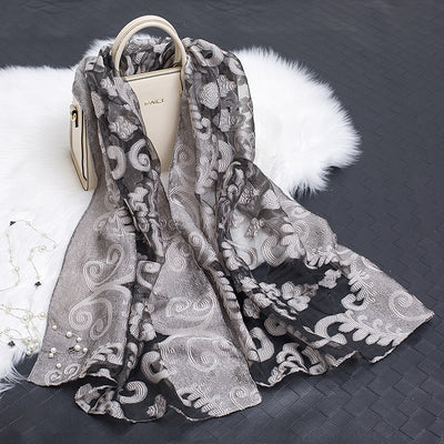Pañuelo de Seda Estampado Flores Huecas - Diseño Elegante y Versátil - Image 45