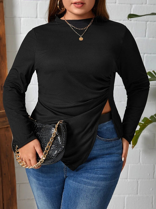 Blusa Asimétrica Ajustada de Cuello Redondo para Mujer - Image 7