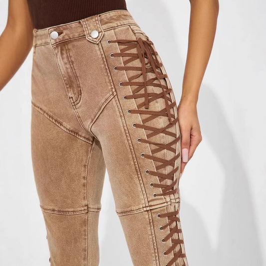 Jeans Bandage con Cordón para Mujer - Estilo Hot Girl Europeo y Americano - Image 2