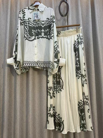 Conjunto de Dos Piezas: Blusa Estampada Personalizada + Pantalón Ancho de Cintura Alta - Image 53