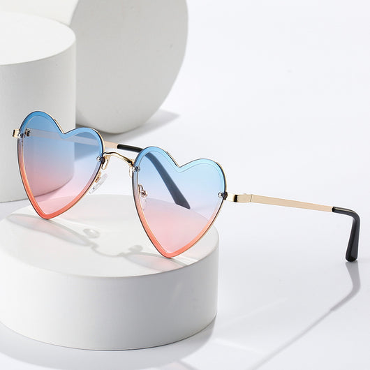 Gafas de Sol Decorativas con Diseño de Corazón Melocotón para Mujer