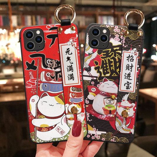 Funda para Celular Gato de la Suerte con Correa y Llavero - Image 2