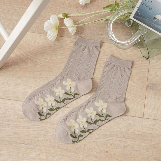 Calcetines Transpirables de Malla con Flores para Mujer - Image 2