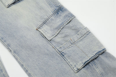 Overol Denim Claro para Hombre con Múltiples Bolsillos y Corte Recto Ancho - Image 18