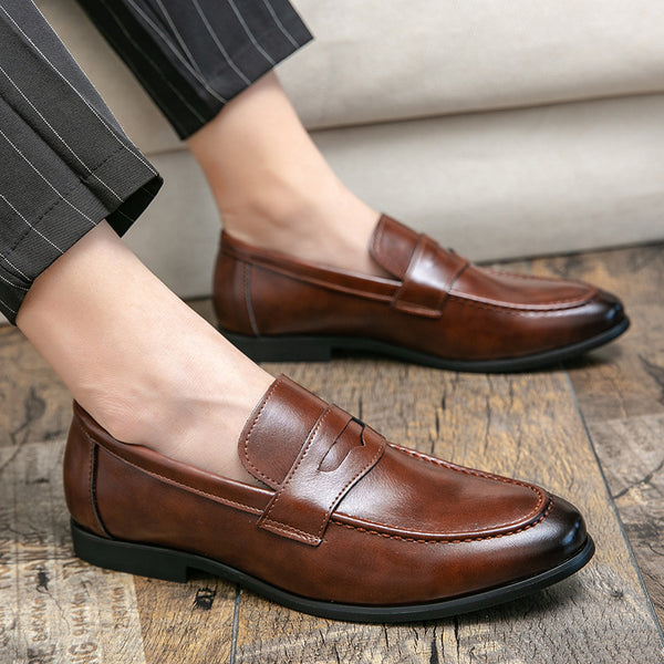 Zapatos de Cuero Minimalistas Punta Afilada Estilo Británico