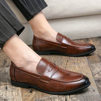 Zapatos de Cuero Minimalistas Punta Afilada Estilo Británico