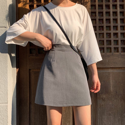Falda Gris Cintura Alta Corte A Slim - Image 13