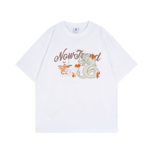Camiseta Hombre Manga Corta con Parche Dragón