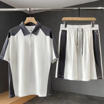 Conjunto de Verano para Hombre: Camiseta Manga Corta con Costuras Contrastantes + Shorts Casuales - Image 15